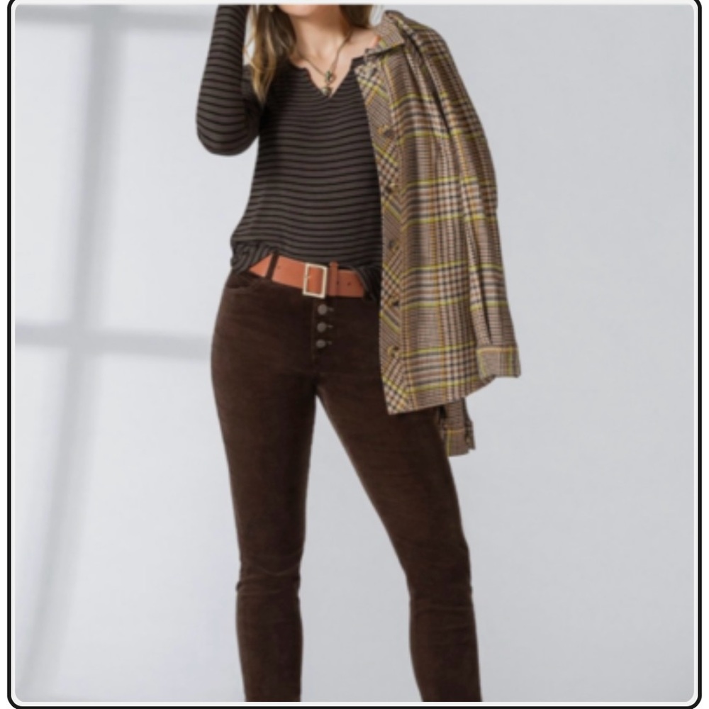 Cabi Button Fly Skinny Cords #4319 Dark brown Sz 6